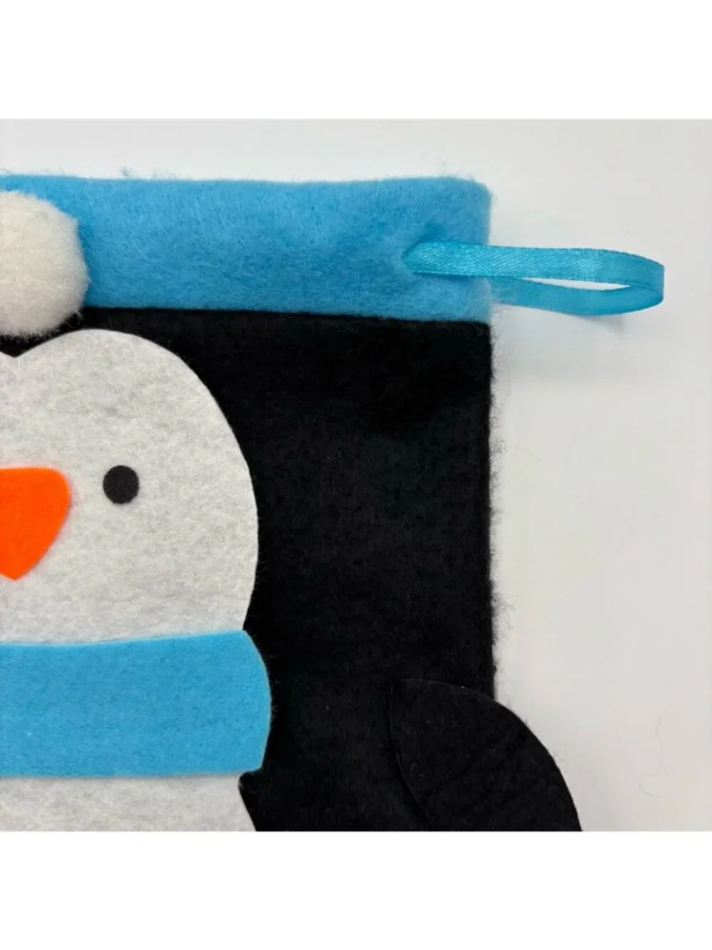 Winter Penguin Drawstring Pouch Felt Handmade Craft Christmas Holiday Gift Bag